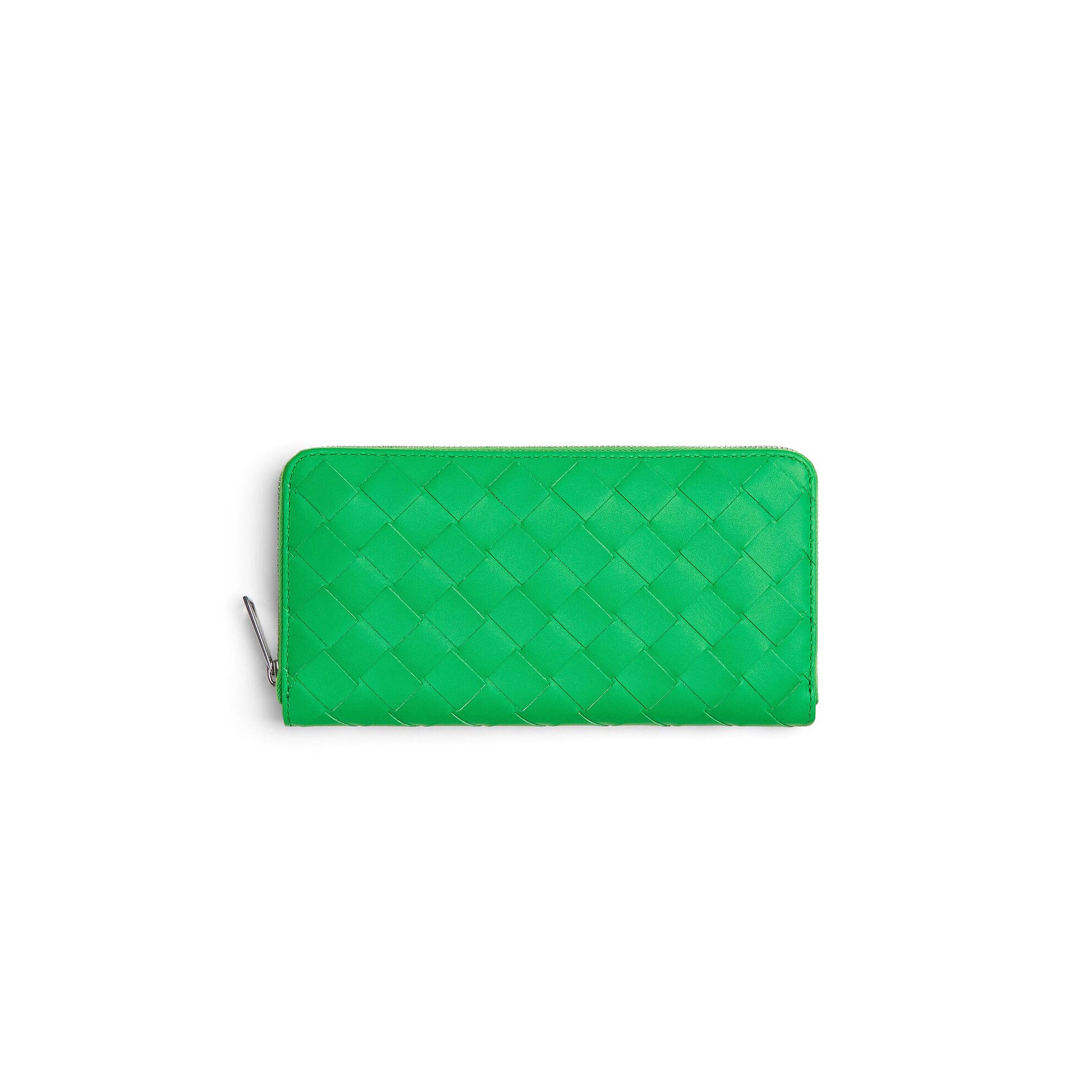 BOTTEGA VENETA INTRECCIATO ZIP-AROUND WALLET PARAKEET 593217 (19*10*2cm)